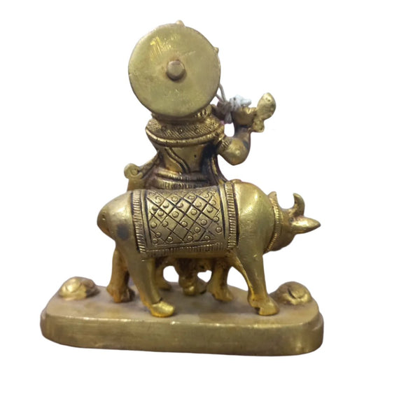 BRASS COW KRISHNA 4''