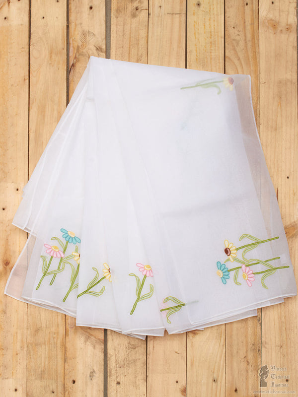 Hand Embroidered Organdy Saree