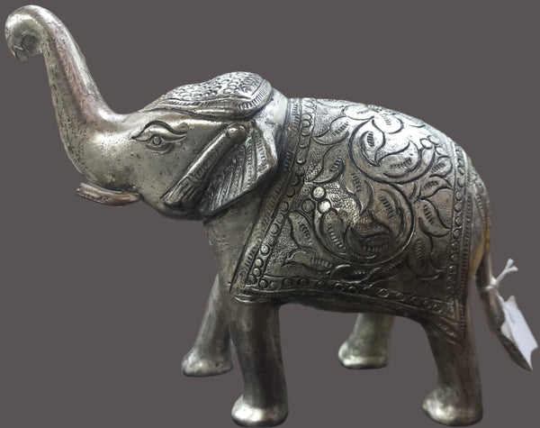 Aluminium Silver Painted Elephant