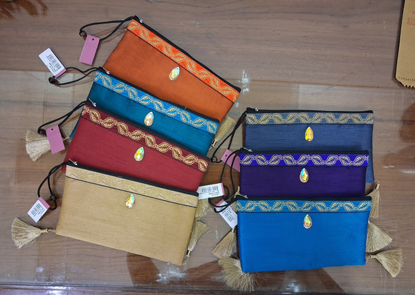 Brocade Silk Stylish Latest Clutch/Purse For Women (Assorted Designs)