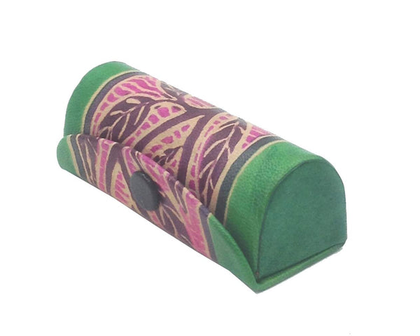 Leather Lipstick Case Holder with Mirror, Flower Design Jewelry Box Single Lipsticks Cover for Handbag Cross Bag