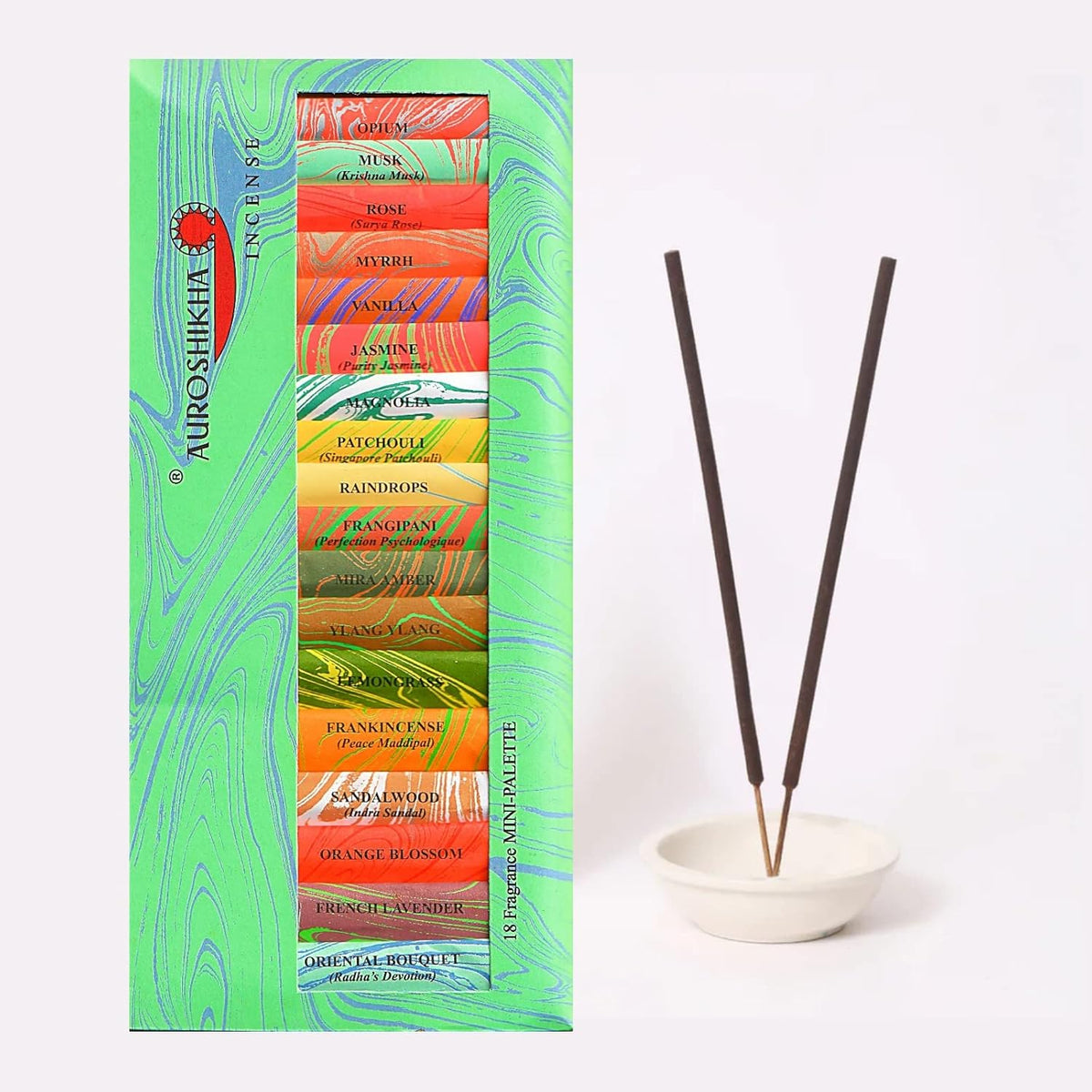 Auroshikha Incense Mini-Palette - 18 Different Fragrances, Natural Mini Sticks (Approx. 10 Min Burn Each) - View #7