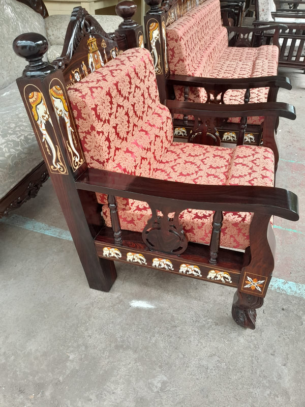 Handmade Wooden Inlaid Sofa Set (3+1+1)