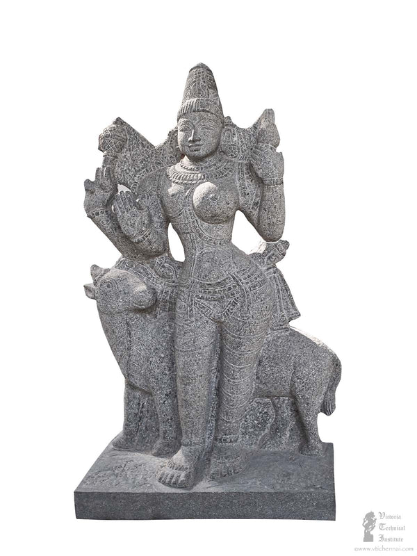 Handmade Granite Stone Arthanareeswarar Statue