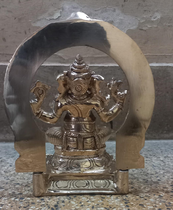 Bronze Handmade Ganesha Sitting With Arch NF 7