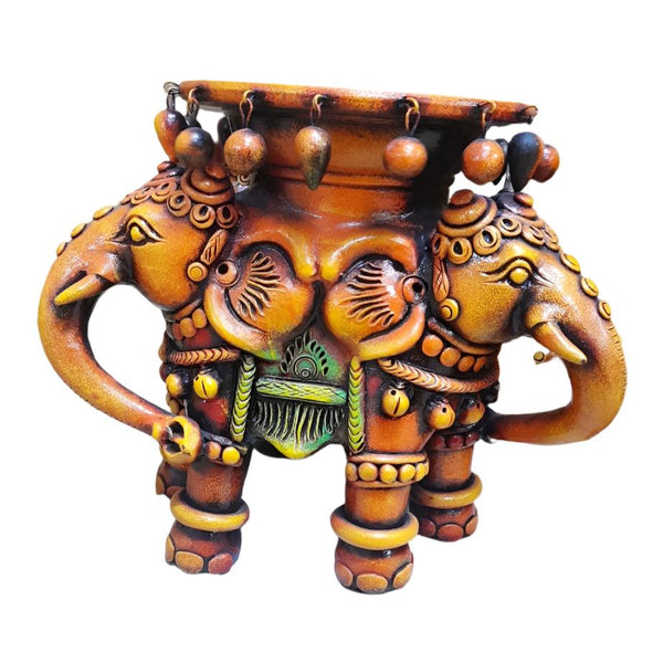 Terracotta Hand Painted Elephant Headed Stand