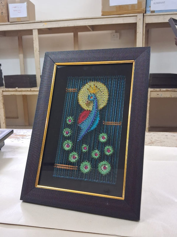 Handmade Peacock Design Nail's and Thread Art for Wall Decor/Table Decor