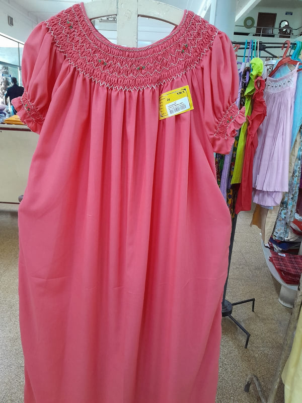 Hand Embroidery Smocking Nighty