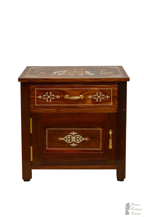 Rose Wood Inlaid Bed Side Table