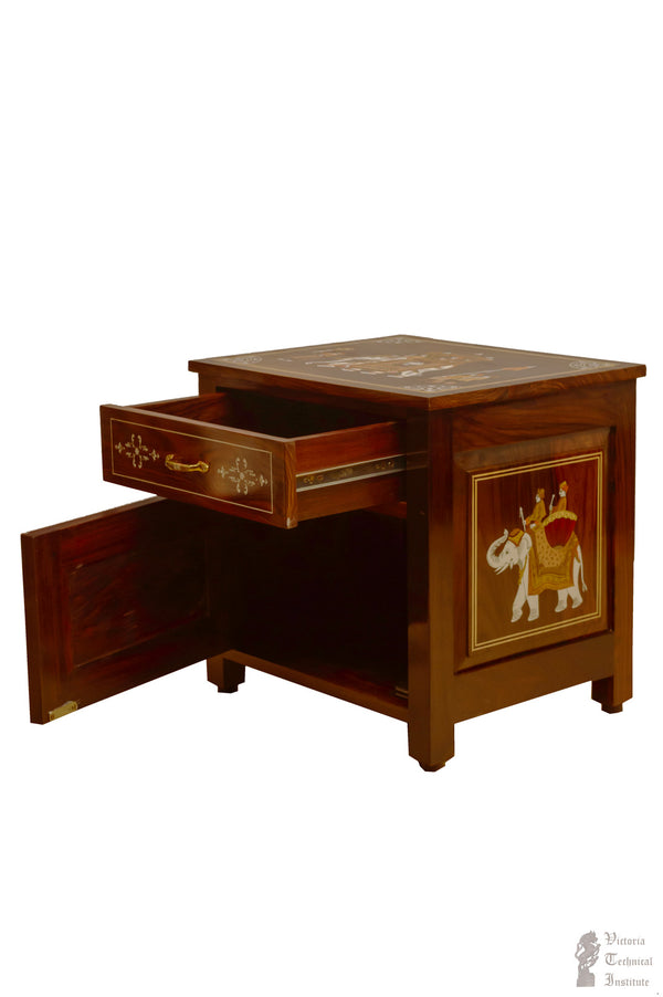 Rose Wood Inlaid Bed Side Table