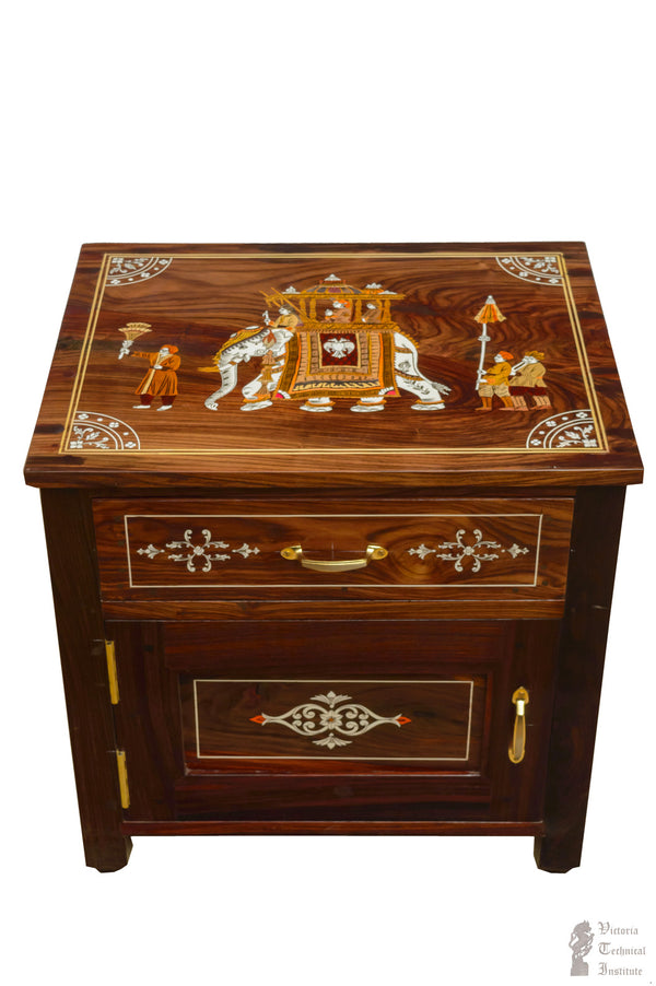 Rose Wood Inlaid Bed Side Table
