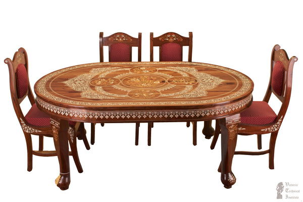 Handmade Wooden 6 Seater Dining Table Set