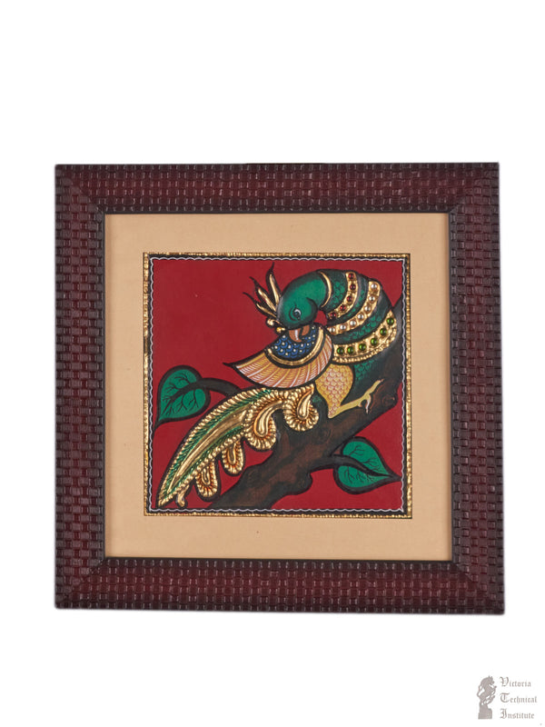 Handmade Parrot With Tree Tanjore Painting