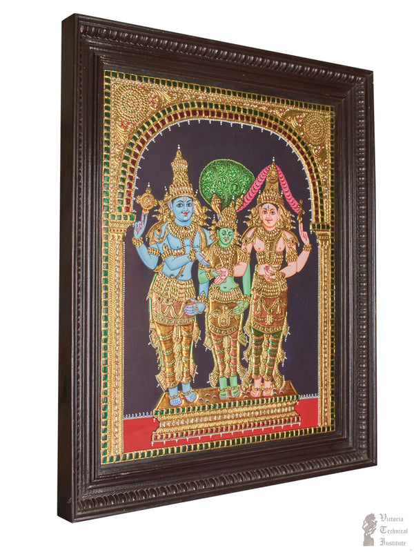 Handmade Meenakshi Thirukalyanam Tanjore Painting