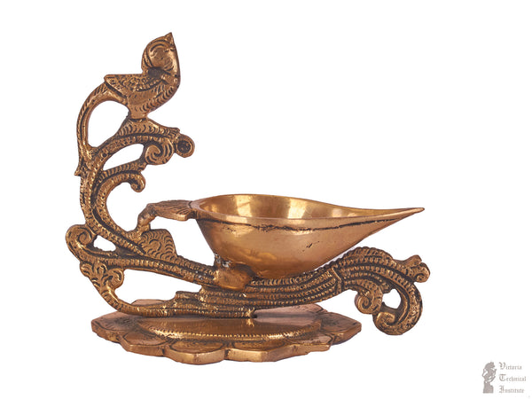 Brass Parrot Design Oil Lamp
