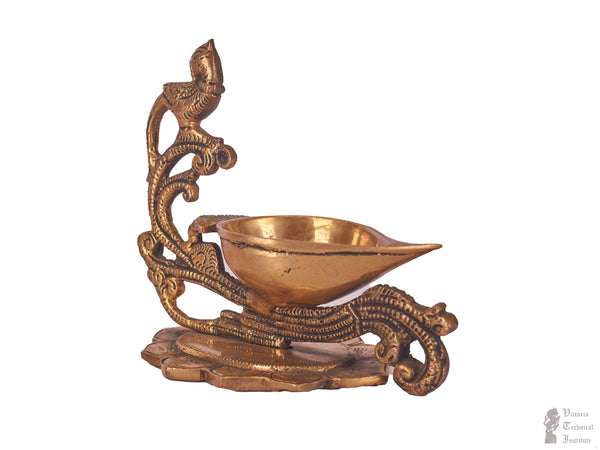 Brass Parrot Design Oil Lamp