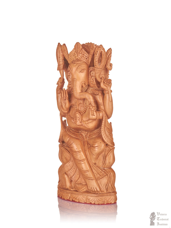 Handmade Sandal Wood Sitting Ganesha Statue