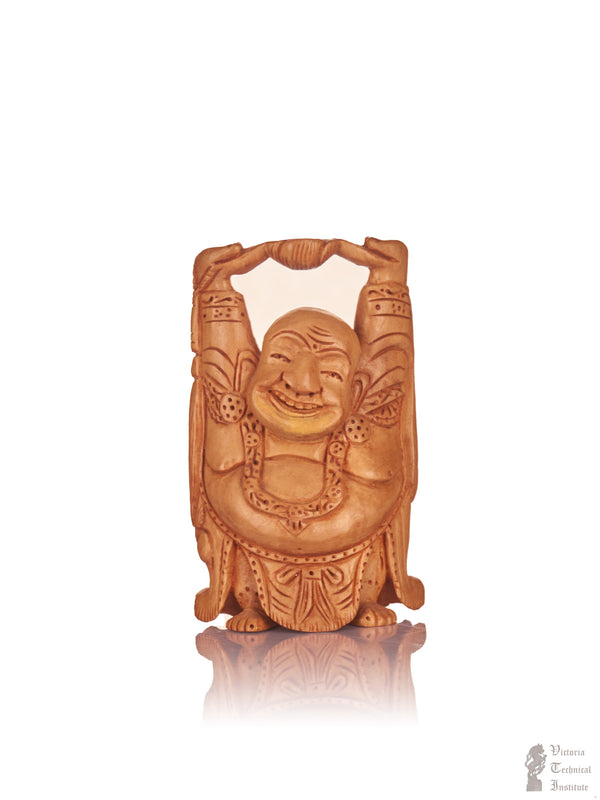 Handmade Sandal Wood Happy Man / Laughing Buddha Statue