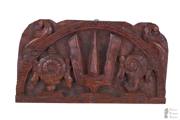Handmade Wooden Shanku Chakram Namam Wall Panel