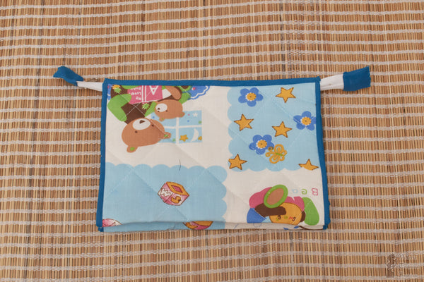 Handmade Floral Print Cotton Zipper Pouch (Assorted Colours)