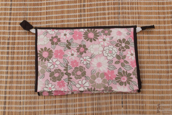 Handmade Floral Print Cotton Zipper Pouch (Assorted Colours)