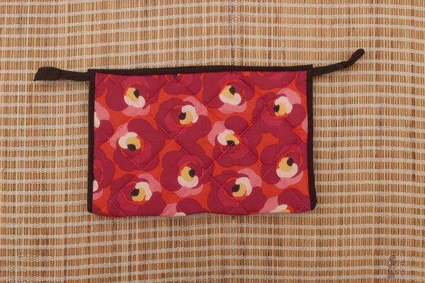 Handmade Floral Print Cotton Zipper Pouch