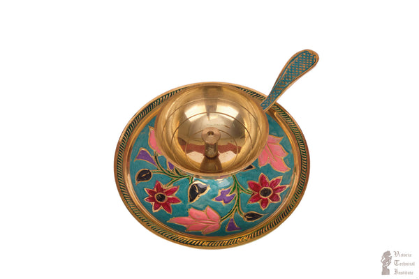Traditional Brass Oil Lamp with Handle (Assorted Designs & Colours)