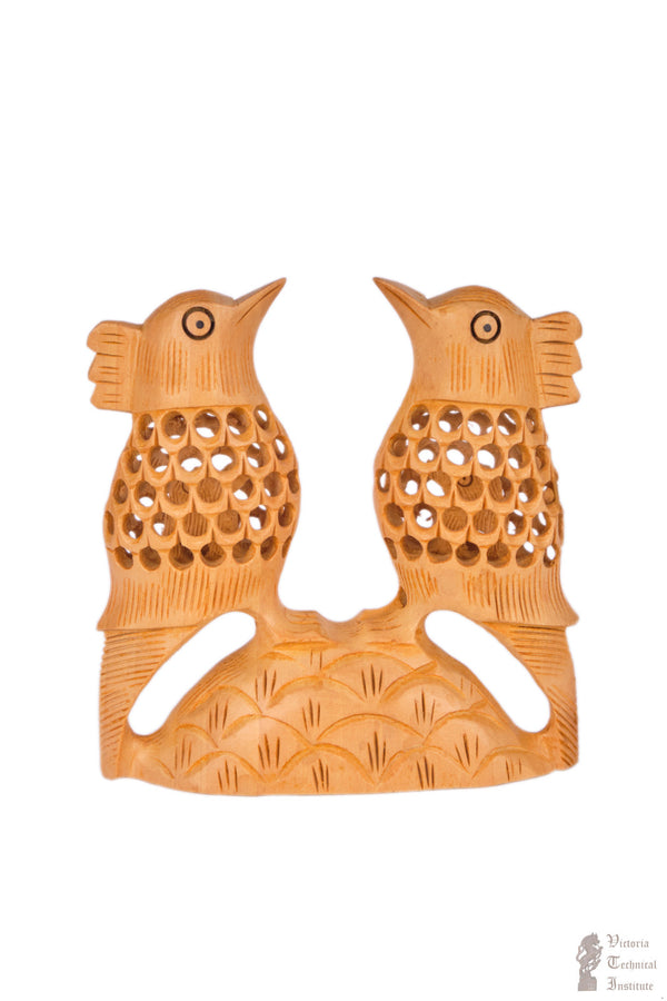 Handmade Wooden Jali Work Twin Birds