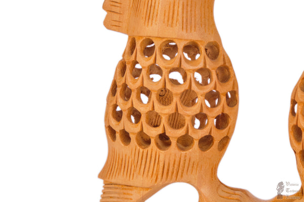 Handmade Wooden Jali Work Twin Birds