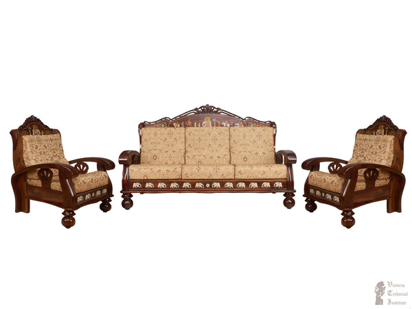 Handmade Wooden Inlaid Sofa Set (3+1+1)