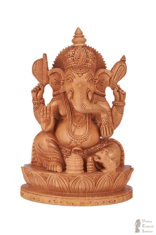 Handmade Wooden Carved Ganesha Statue