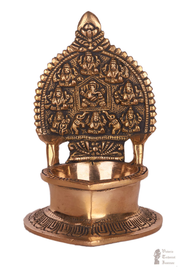 Brass Ashtalakshmi Diya Lamp Vilakku