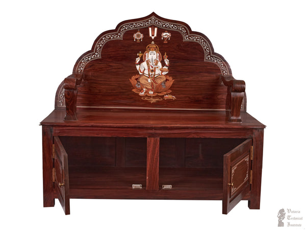 Handmade Wooden Sihasanam Ganesha Changu & Chakra Namam Mandapam