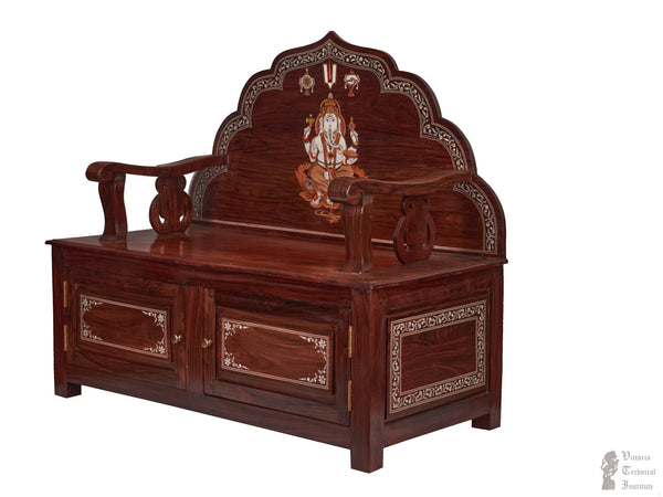 Handmade Wooden Sihasanam Ganesha Changu & Chakra Namam Mandapam