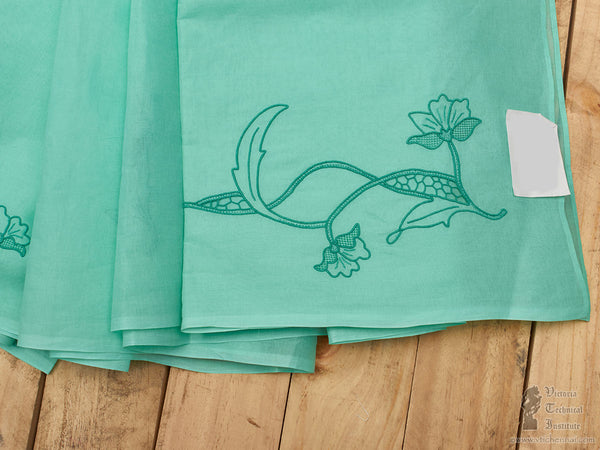 Green Organdy Cut Work Saree