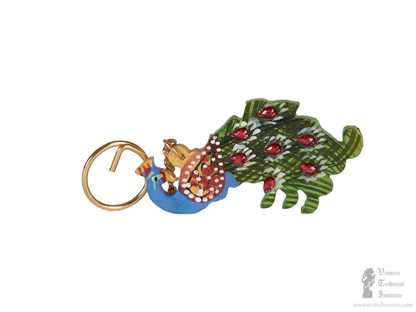 Wooden Painted Peacock Design Key Chian