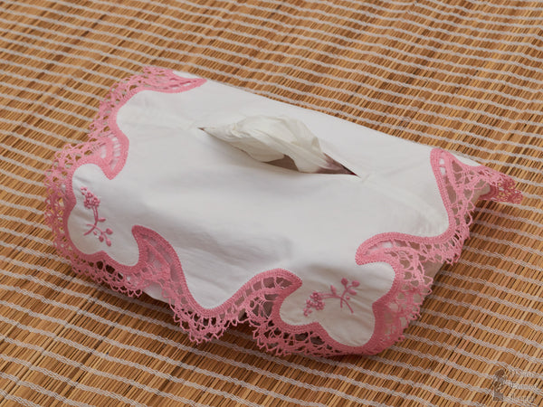 Hand Embroidered  and Crochet Work Tissue Box Cover/Holder