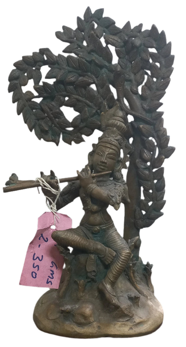 Bronze sitting Krishna with tree spl 11.5