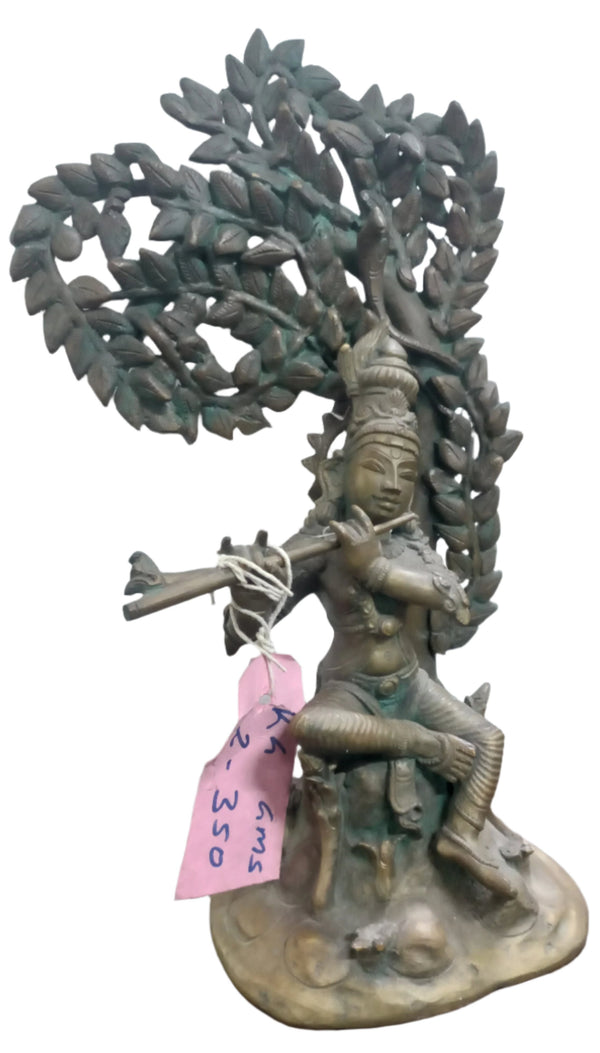 Bronze sitting Krishna with tree spl 11.5