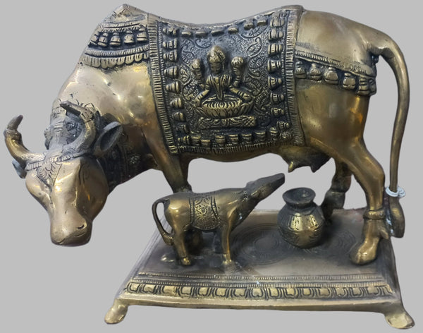 Brass Cow and Calf Statue 7