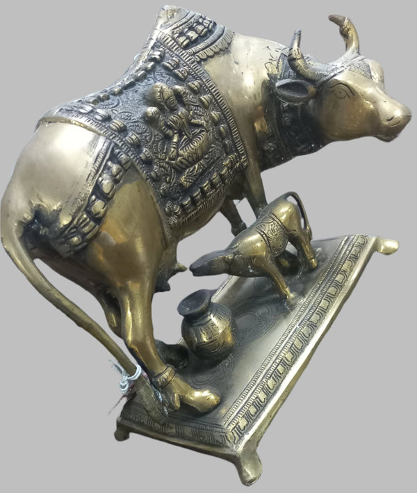 Brass Cow and Calf Statue 7