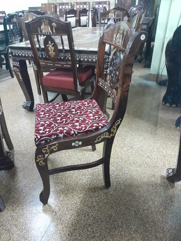 Handmade Wooden Inlaid 4 Seater Dining Table Set