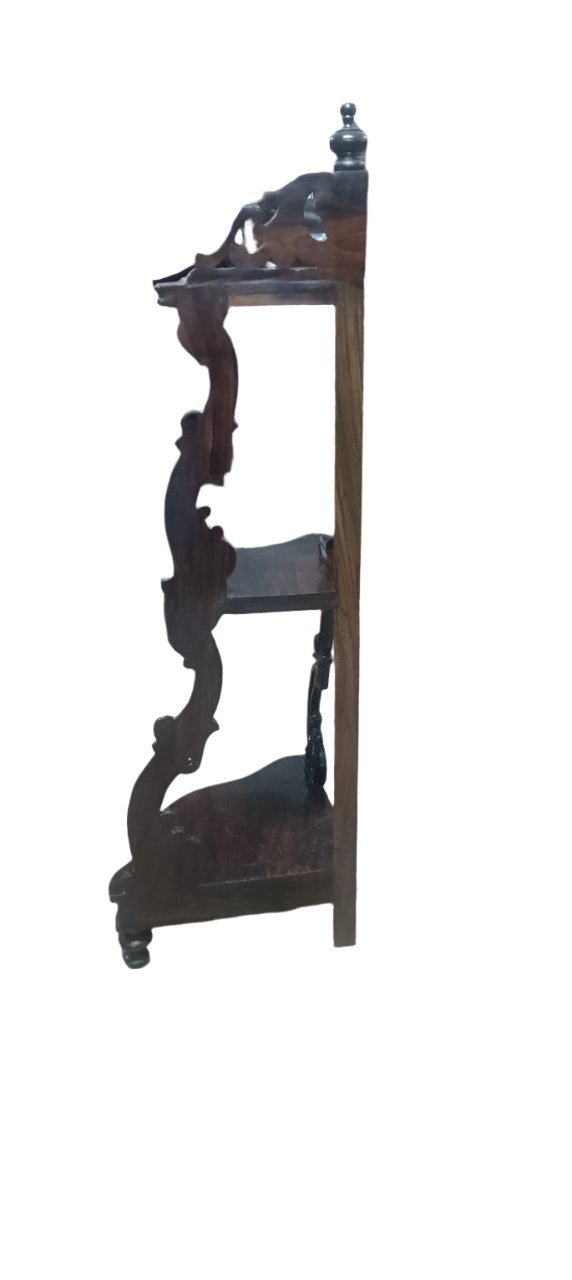 Handmade Wooden Carved 3 Step Corner Stand/Display Stand