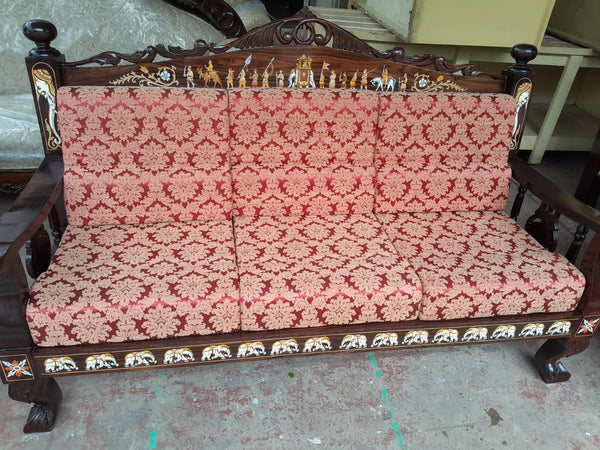 Handmade Wooden Inlaid Sofa Set (3+1+1)