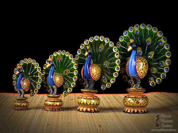 Wooden Painted Dancing Peacock Different Sizes Available In Our Showroom