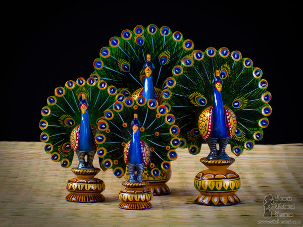 Wooden Painted Dancing Peacock Different Sizes Available In Our Showroom