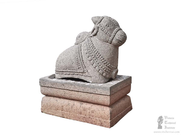Handmade Granite Stone Nandhi with Pedestal