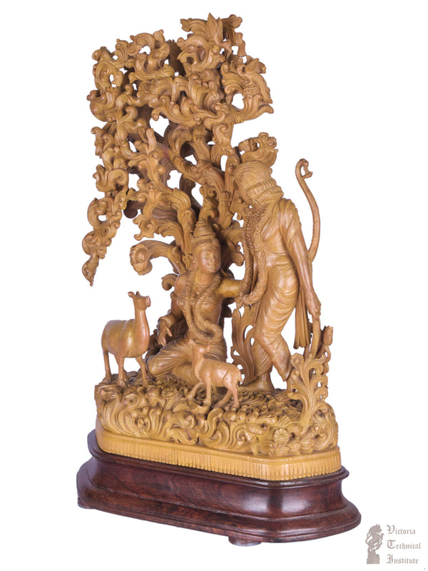 Sandal Wood Ramar & Sita with Tree, W/ 2 Deers