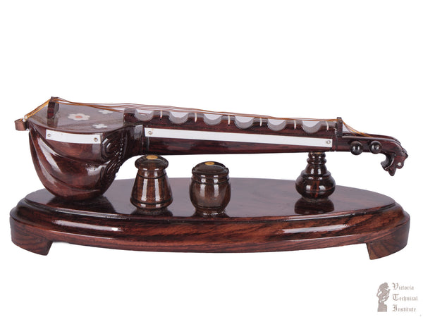 Rose Wood Veena with Attached Tabala Set Showpiece