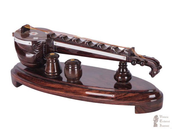 Rose Wood Veena with Attached Tabala Set Showpiece